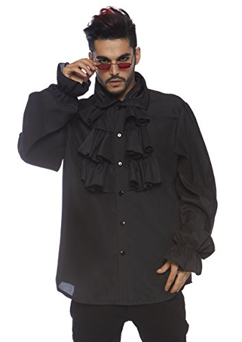 LEG AVENUE 86688 - Ruffle front shirt Männer Kostüm, Schwarz, Medium (EUR 38) von LEG AVENUE