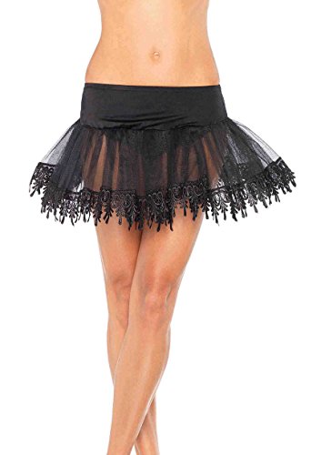LEG AVENUE 8999 - Petticoat aus Spitze und Rüschen, Einheitsgröße, Schwarz von LEG AVENUE