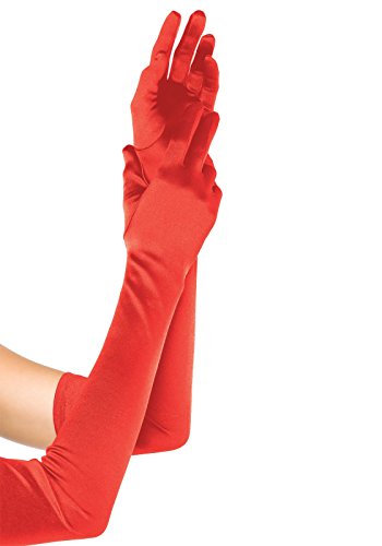 LEG AVENUE 16B22003 16B - Extralange Satin-Handschuhe, rot, Einheitsgröße, Damen Karneval Kostüm Fasching von LEG AVENUE