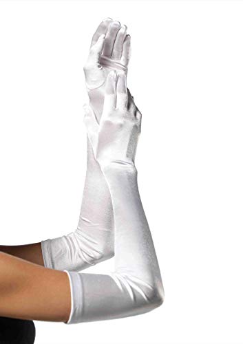 LEG AVENUE 16B - Extralange Satin-Handschuhe, weiß, Einheitsgröße, Damen Karneval Kostüm Fasching von LEG AVENUE