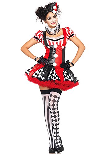 Leg Avenue 8392903011 Harlequin Clown Damen Kostüm, Schwarz/Rot, L von LEG AVENUE