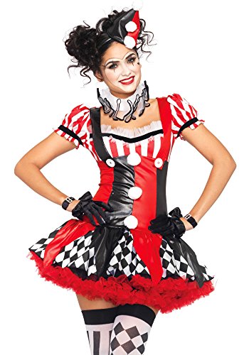 Leg Avenue 83929 - Harlequin Clown Damen Kostüm, Größe S (Schwarz Rot) von LEG AVENUE