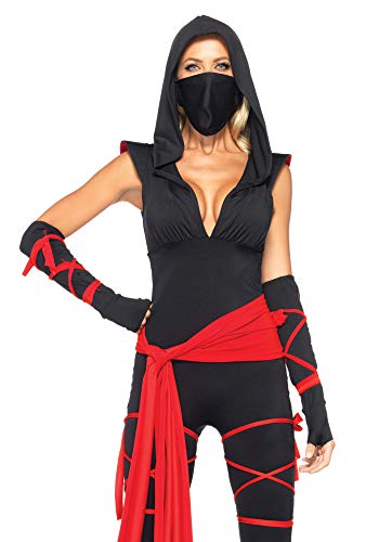 LEG AVENUE 85087 - 5TL. Tödliches Ninja Kostüm, Größe L, schwarz, Damen Karneval Fasching, Größe: L (EUR 40) von LEG AVENUE