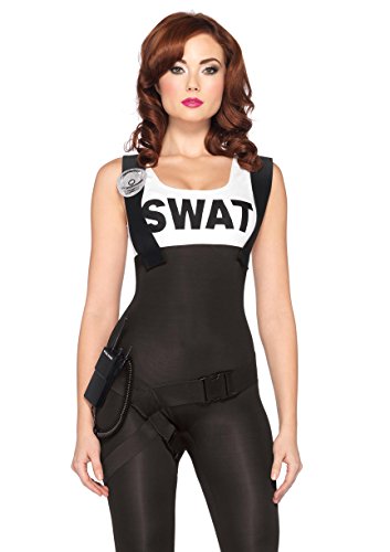 LEG AVENUE 85168 - 3Tl. Kostüm Set Swat Hot Babe, Größe S, schwarz, Damen Karneval Kostüm Fasching von LEG AVENUE