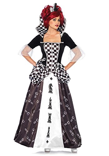 LEG AVENUE 85572 - Kostüm Set Wunderland Schach-Königin, Damen Fasching, M, schwarz/weiß von LEG AVENUE