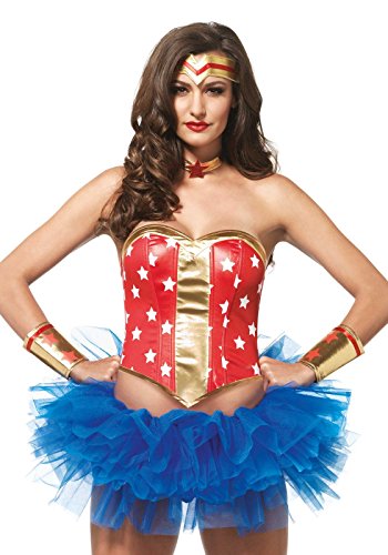 Leg Avenue A2759 - 4-teilig Super Star Held Zubehör Kit - Large, EUR 40, rot/gold Leg Avenue A2759 - 4-teilig Super Star Held Zubehör Kit - Large, EUR 40, rot/gold von LEG AVENUE