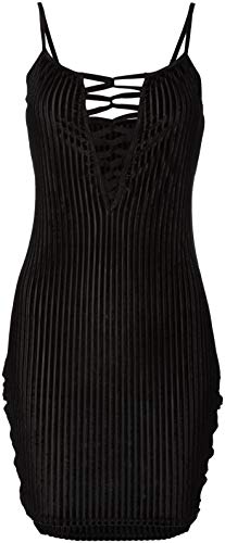 Leg Avenue Luxury Striped Velvet Kleid black M von LEG AVENUE