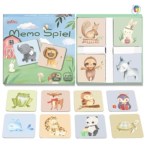 Spielzeug ab 2 3 Jahre, Memory ab 2 3 4, Montessori Spielzeug, Memo Spiel,Lernspiele Spiele Mädchen Junge Kleinkinder,40 Tiere Karten,Kinderspielzeug für Geburtstag Reise Ostergeschenke Kinder Spielzeug ab 2 3 Jahre, Memory ab 2 3 4, Montessori Spielzeug, Memo Spiel,Lernspiele Spiele Mädchen Junge Kleinkinder,40 Tiere Karten,Kinderspielzeug für Geburtstag Reise Ostergeschenke Kinder von Legezon