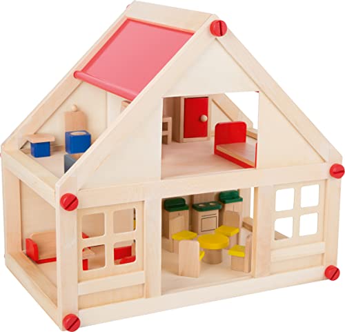 Small Foot Puppenhaus mit Möbeln, 2 Etagen, Rollenspielzeug für Kinder, aus Holz, inkl. Einrichtung, ab 3 Jahren, 7253 Toy von Small Foot
