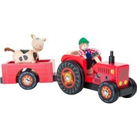 Small foot 10316 - Traktor mit Anhänger, Bauernhof, Holz, 4-teilig, play&fun von Legler