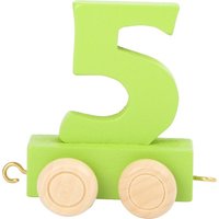 Small foot 10567 - Bunter Zahlenzug 5, grün, Holz, Anhänger von Legler