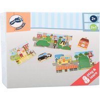 Small foot 10794 - Storypuzzle Stadt, 2in1 Greifpuzzle, Holz, play&learn von Legler