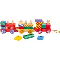 Small foot 3498 - Holzzug Steckspiel Kunterbunt, Holz-Eisenbahn, 16-teilig, play&learn von Legler