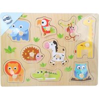 Small foot 4763 - Setzpuzzle Zootiere, Greifpuzzle, Holz, 9 Puzzleteile von Legler