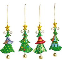 Small foot 5147 - Tannenbaum Metallanhänger, grün/bunt, 4-teilig von Legler