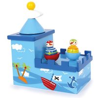 Small foot 5819 - Spieluhr & Spardose Piraten 2in1, Melodie: Merrily we roll along, Holz, 16x10x19cm von Legler