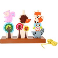 Small foot 5872 - Steck- und Fädelspiel Waldtiere, Holz, 10-teilig, play&learn von Legler