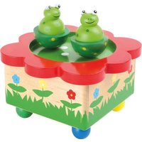 Small foot 7541 - Spieluhr Froschteich, Melodie: Merrily we roll along, Holz, 12x12x7cm von Legler