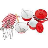 Small foot 8964 - Kochgeschirr-Set rot für Kinderküche, Metall, 11-teilig von Legler