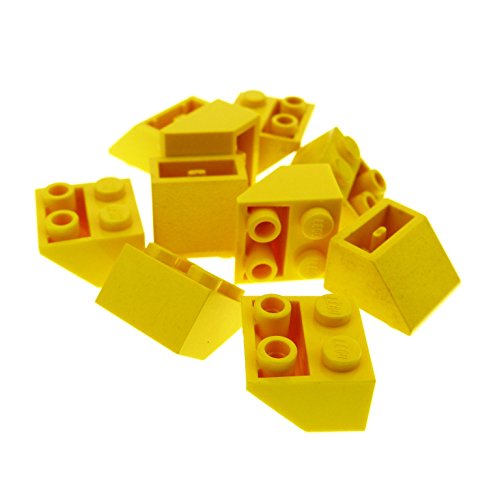 10 x Lego System Dachstein gelb 45° 2 x 2 negativ Dachziegel schräg Stein 3660 von Lego gebraucht