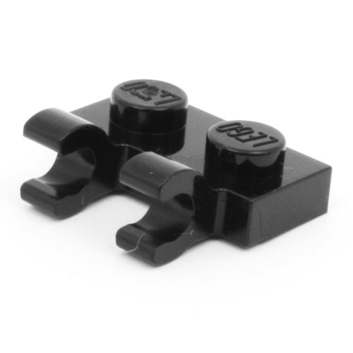 10 Stück LEGO Platte 1x2 Noppen mit 2 Clipsen (horizontal) in Schwarz. von LEGO