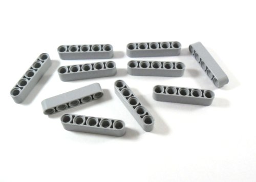 10 Stück LEGO TECHNIC "Liftarm 1x5 Noppen" in Neu-Hellgrau. von LEGO