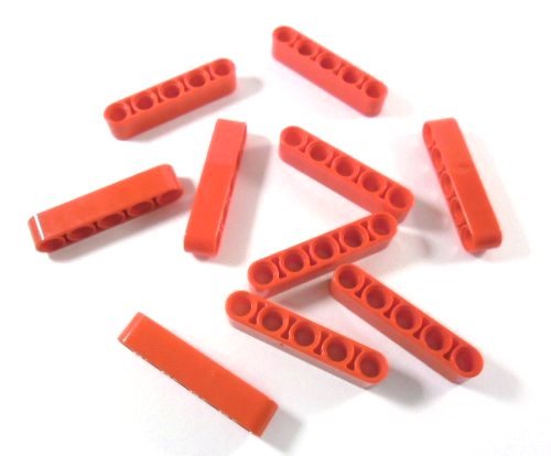 10 Stück LEGO TECHNIC "Liftarm 1x5 Noppen" in Rot. von LEGO