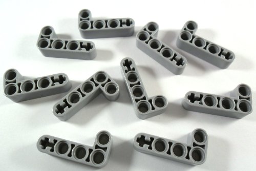 10 Stück LEGO TECHNIC "Liftarm 2x4 Noppen L-Form" in Neu-Hellgrau. von LEGO