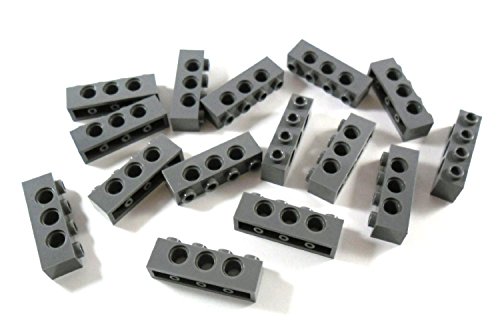 15 Stück LEGO TECHNIC "Stein 1x4 Noppen mit Löcher" in Neu Dunkelgrau. von LEGO