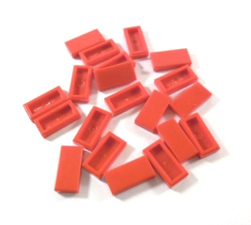 20 Stück LEGO "Fliese 1x2 Noppen" in Rot. von LEGO