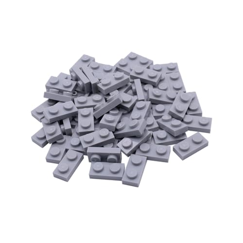 Lego City Classic Basic Platte 1x2 Noppen in Hellgrau - 100 Stück - Perfekt für kreative Bauprojekte und Erweiterungen von LEGO