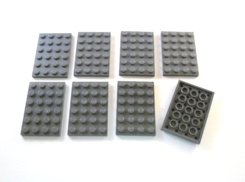8 Stück LEGO "Platte 4x6 Noppen" in Neu-Dunkelgrau. von LEGO