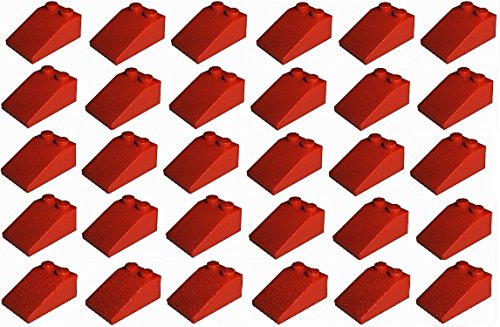 LEGO City - 30 rote Dachsteine / Schrägsteine / Dachziegel / Dachpfannen 33° 3x2 Noppen 3298 von LEGO