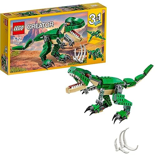LEGO Creator Dinosaurier, 3in1 Spielzeug-Modell zum Bauen von T-Rex, Triceratops und Pterodactylus-Figuren, Bausteine-Set für Kinder ab 7 Jahren, Geschenk für Jungen und Mädchen 31058 von LEGO