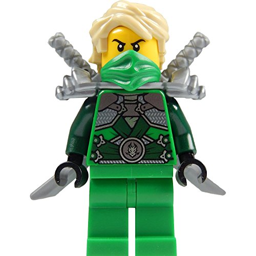 Ninjago Lego Minifigur Lloyd Garmadon (grüner Ninja) mit Schulterrüstung und Zwei Katanas (Schwerter) von LEGO