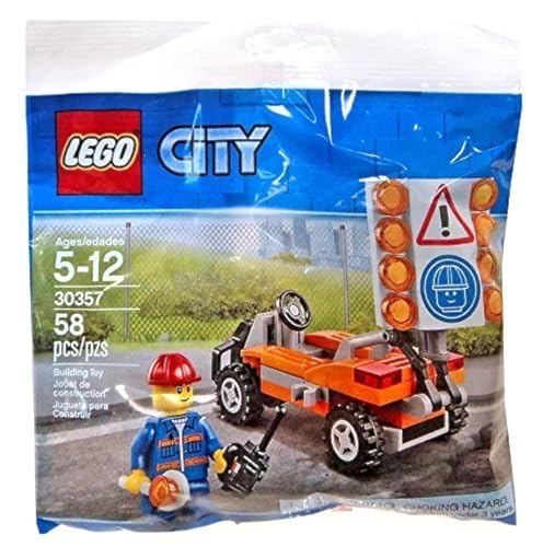 Lego City 30357 – Straßenarbeiter mit Baustellenabsicherung, Minifigur und Zubehör – Bauset für Kinder, 58 Teile, Ideal für Rollenspiele und kreative Bauprojekte von LEGO