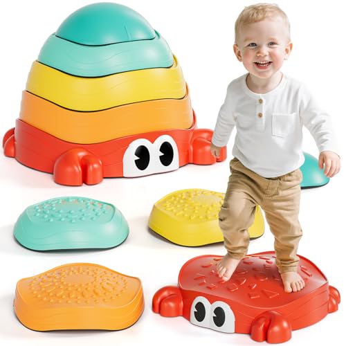Lehoo Castle Balanciersteine für Kinder, Rutschfeste Stapelsteine Balanciersteine Set Für Drinnen und Draußen, Stepping Stones, Outdoor Spielzeug ab 2 Jahre, Gartenspielzeug Kinder von Lehoo Castle
