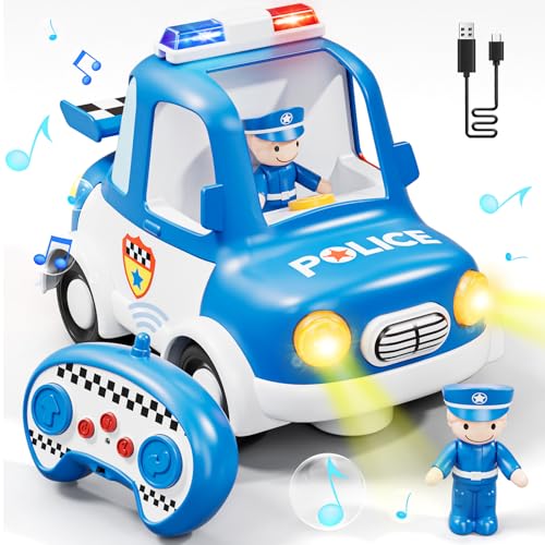 Lehoo Castle Ferngesteuertes Auto ab 3 Jahre, Polizeiauto Ferngesteuert, Polizeiauto mit Licht und Sound, Auto mit Fernbedienung, Geschenk 2 3 Jahre Junge von Lehoo Castle