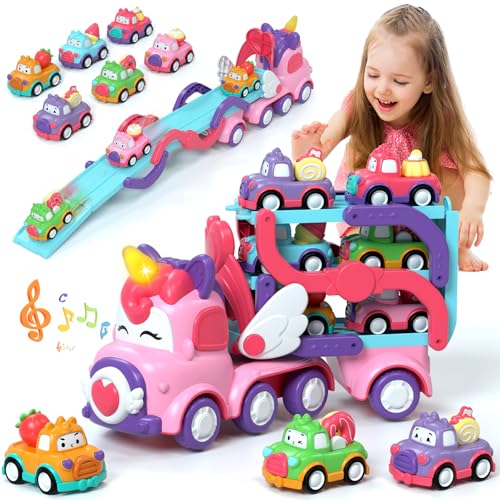 Lehoo Castle Spielzeug ab 2 Jahre, Kinderspielzeug ab 2 Jahre Mädchen mit Licht und Musik, LKW Auto Spielzeug 2 3 4 5 Jahre (Dreistöckiger Triebwagen) von Lehoo Castle