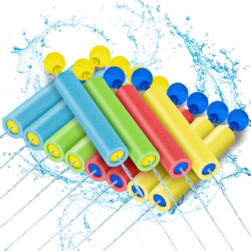 Lehoo Castle Wasserpistole Kinder, 12 Stück Wasserspritze, 9,1 m Reichweite Wasserpistol Schaumstoff, Wasserspritzpistole für Jungen und Mädchen von Lehoo Castle