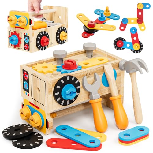 Lehoo Castle Werkzeugkoffer Kinder Werkbank Kinderspielzeug ab 2 Jahre, 29 Stück Kinderwerkzeug Montessori Holzspielzeug, Geschenk Junge Mädchen Werkzeug Motorik Lernspiele 2 3 4 Jahre Lehoo Castle Werkzeugkoffer Kinder Werkbank Kinderspielzeug ab 2 Jahre, 29 Stück Kinderwerkzeug Montessori Holzspielzeug, Geschenk Junge Mädchen Werkzeug Motorik Lernspiele 2 3 4 Jahre von Lehoo Castle