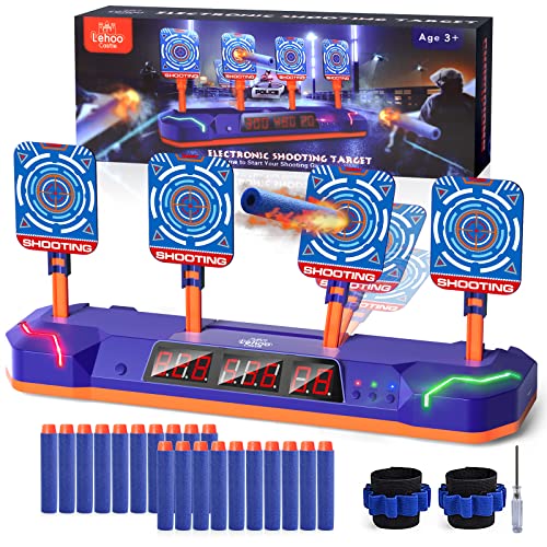 Lehoo Castle Zielscheibe für Nerf Pistole, Sounds, Auto-Reset Nerf Zielscheibe Elektrisch mit 3 Modes, Spielzeug Geschenke für 6 7 8 9 10 Jahre Kinder Jungen(Blau) von Lehoo Castle