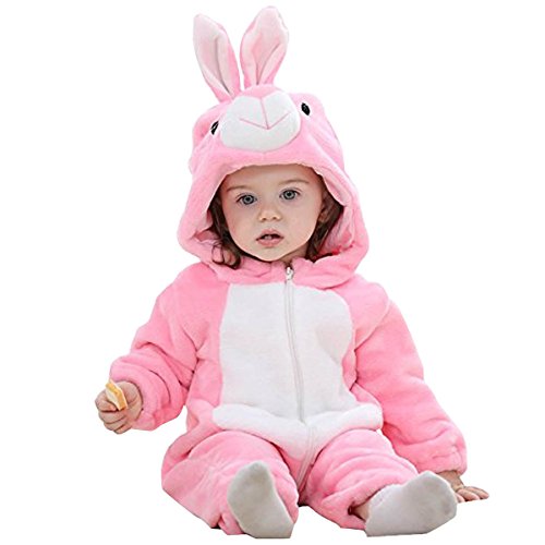 Leideur Unisex Baby Tier Halloween Strampler Kapuze Flanell Strampler Outfits (Hase,90) von Leideur