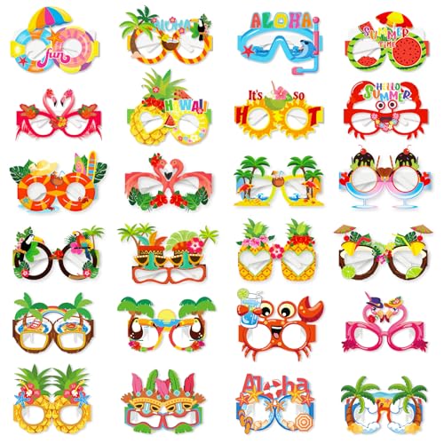 24 Stück Hawaiianische Partybrille, geeignet für Hawaii-Party, Geburtstagsfeier, Pool-Party am Sommerstrand, Partybrille für Kinder und Erwachsene, Hawaii-Gadget für Partys von Leikedun