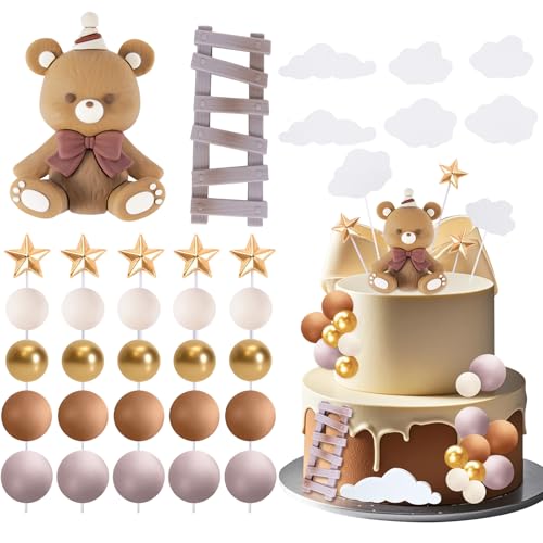 33 Stück Braun Teddybär Tortendeko, Baby Dusche Kuchen Dekorationen, Taufe Junge Tortendeko Mädchen 1 Jahr für Bär Baby Dusche Kuchen Dekor Babyshower Geburtstag Party 33 Stück Braun Teddybär Tortendeko, Baby Dusche Kuchen Dekorationen, Taufe Junge Tortendeko Mädchen 1 Jahr für Bär Baby Dusche Kuchen Dekor Babyshower Geburtstag Party von Leikedun