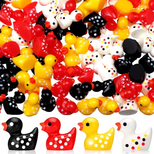 Leinuosen 100-teiliges Mini-Enten-Set aus Kunstharz für Topf, Miniatur-Dekoration, Garten, Puppenhaus, Kuchendekoration, Bastelset, Bastelzubehör, Partyspielzeug (mehrfarbig) von Leinuosen