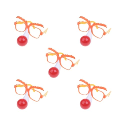 5er-Set lustige Clown-Brillen mit roter Nase, Party-Kostüm von Leisurealeaneag