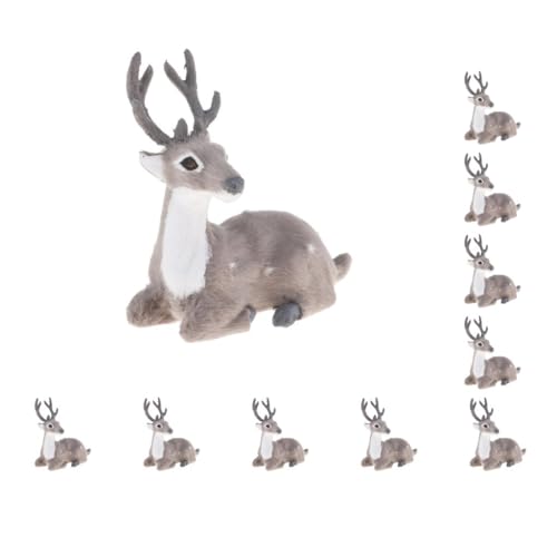 Leisurealeaneag 10er-Set Simulation Weihnachten Elch Plüsch Rentier Modell Spielzeug Grau Männlich sitzend 10 x 11 x 3 cm von Leisurealeaneag