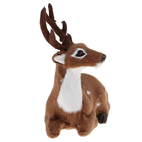 Leisurealeaneag Simulation Weihnachten Elch Plüsch Rentier Modell Spielzeug Dunkelbraun Männlich sitzend, 10x11x3cm von Leisurealeaneag