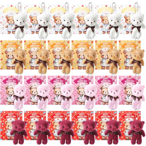 Leitee 24-teiliges Geschenk-Set für Krankenschwestern, 24 Bären, Plüschtier, Partygeschenke, 24 Stück Krankenschwester-Dankeskarten, Krankenschwesterwochen-Geschenk-Set, für weibliche Leitee 24-teiliges Geschenk-Set für Krankenschwestern, 24 Bären, Plüschtier, Partygeschenke, 24 Stück Krankenschwester-Dankeskarten, Krankenschwesterwochen-Geschenk-Set, für weibliche von Leitee